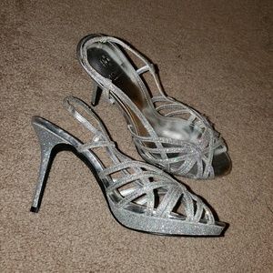 Silver sparkly heels